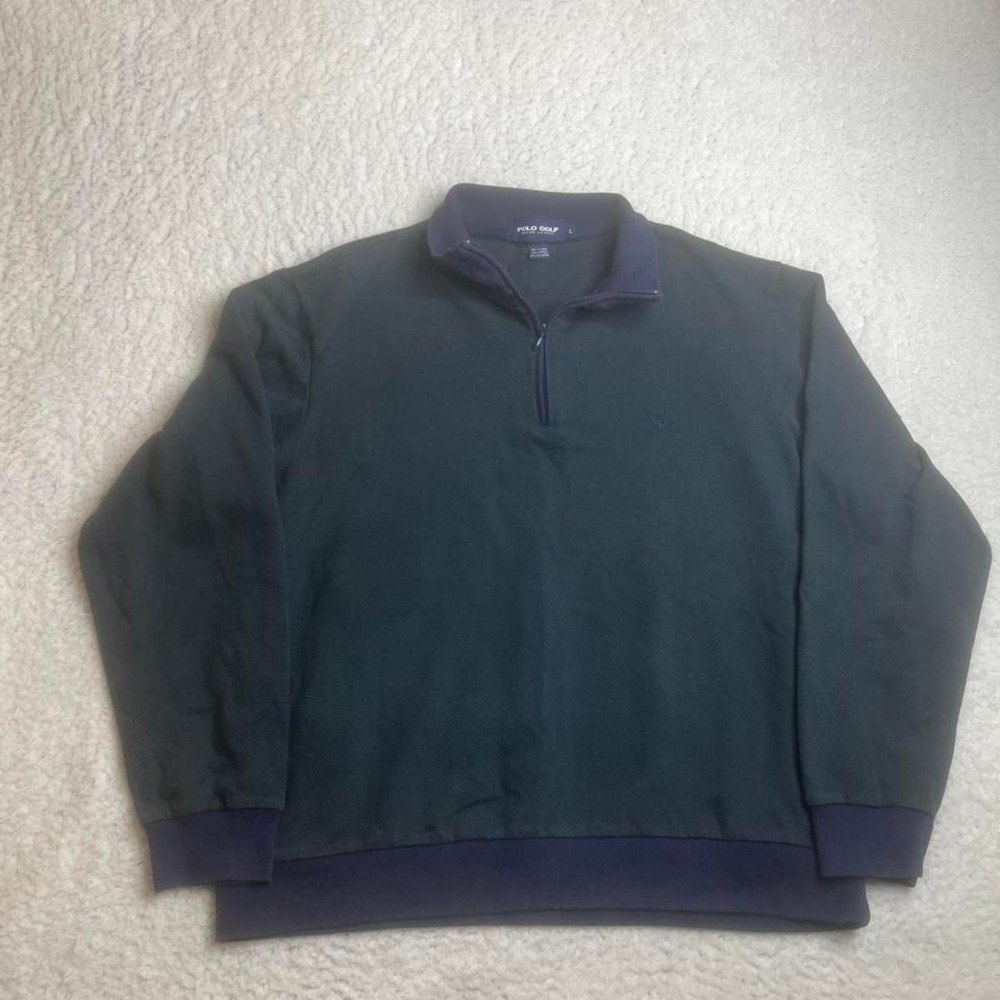 Vintage polo golf Ralph Lauren men‎ blue pattern quarter zip pullover preppy L